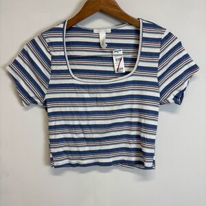 NWT Tilly’s Full Tilt Stripe Short Sleeve Crop Top